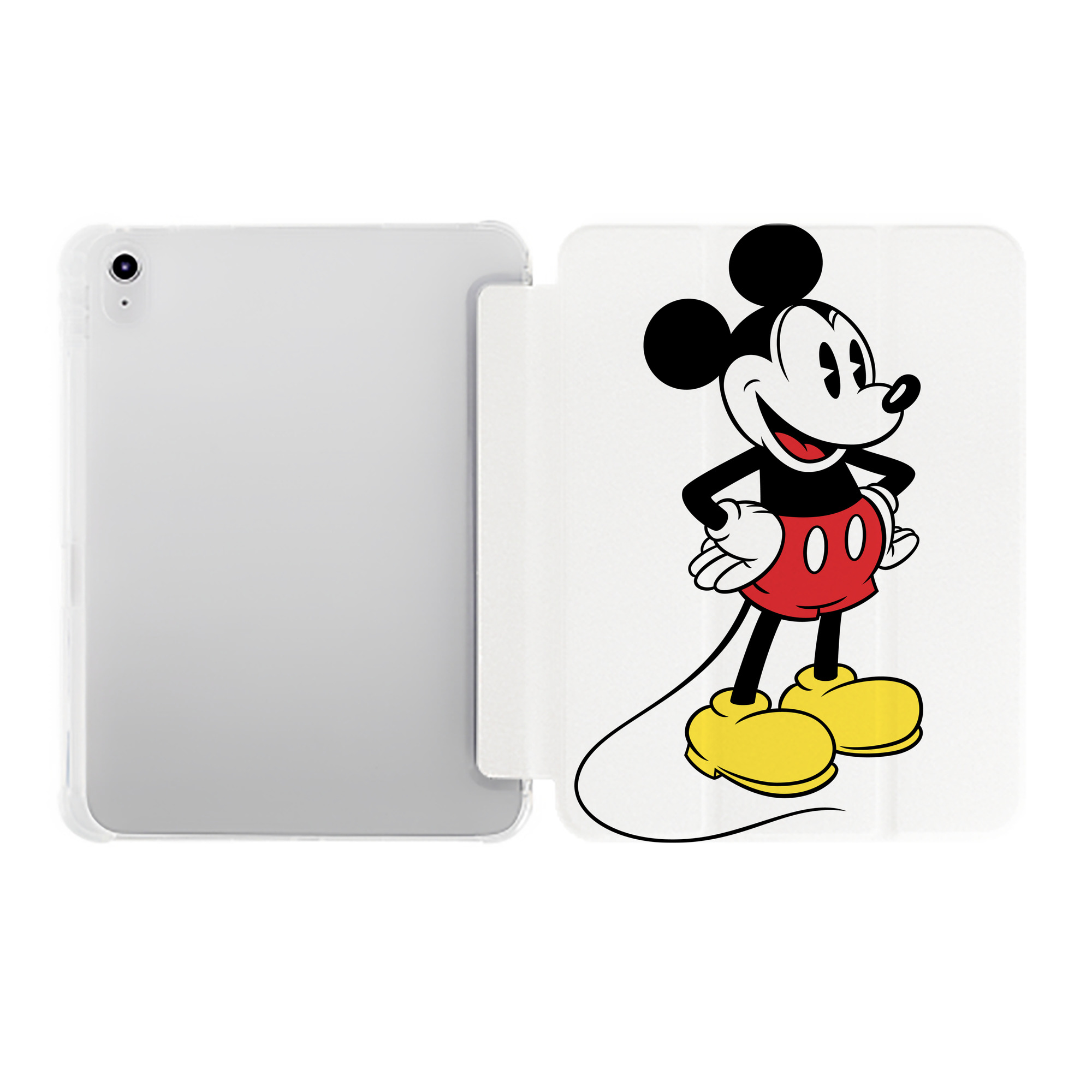 （画像用） ミッキーマウス Mickey Mouse IPad ケース ペン収納付き 三つ折りスタンド PUレザー×シリコン 対応機種9.5/10.5/10.9インチ